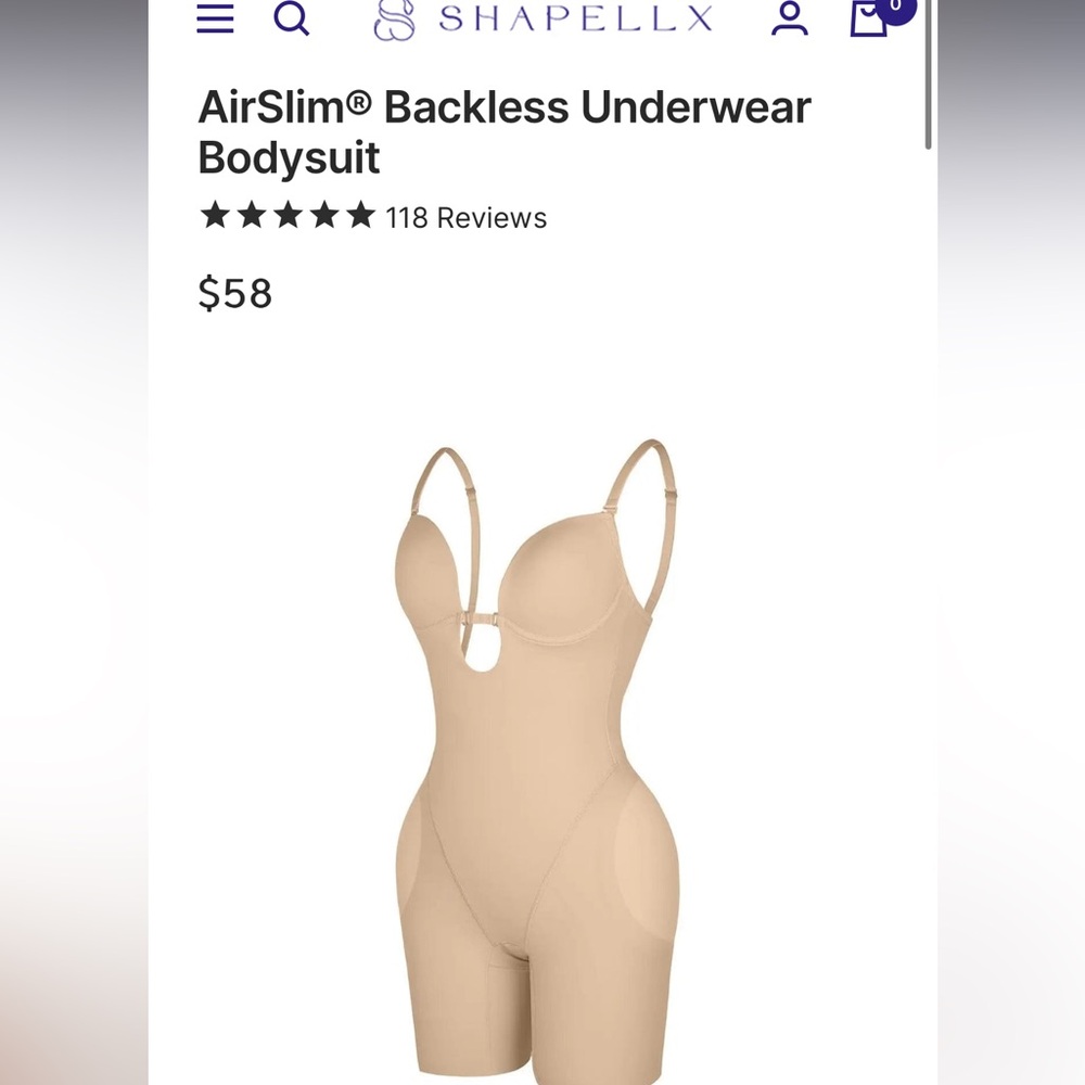 AirSlim Backless Underwear Bodysuit - Tan